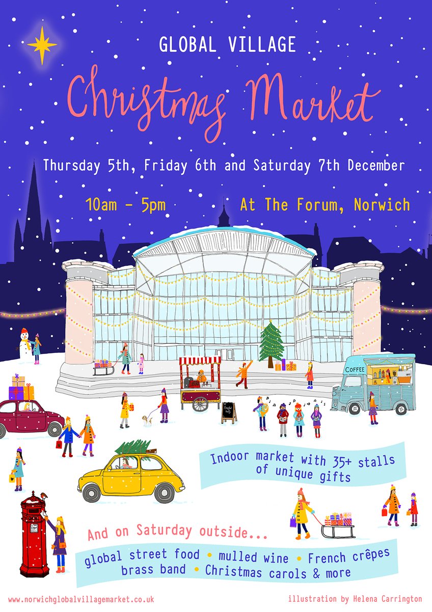 ✨Coming up *next week* at <a href="/TheForumNorwich/">The Forum Norwich</a>! Our Global Village Christmas Market on Thurs 5, Fri 6 &amp; Sat 7 December... lots of global gifts inside on all three days. And on Saturday, outside, we'll also have delicious global food, mulled wine, carol singers &amp; brass bands! ✨