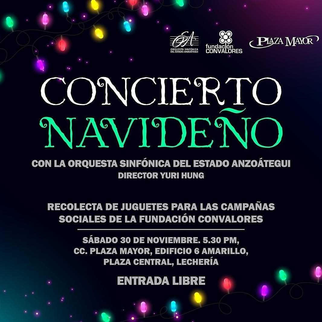 Concierto Navideño Orquesta Sinfónica del Estado Anzoátegui
Campaña Dona un juguete, destinados a niños hospitalizados y en situación vulnerable 🧒🏻👧🏻👫 📍Sábado 30 Nov 5:30PM Plaza Central del Edificio Amarillo en Plaza Mayor, Lechería
<a href="/elsistema_/">Ale</a> @elsistemaanzoategui