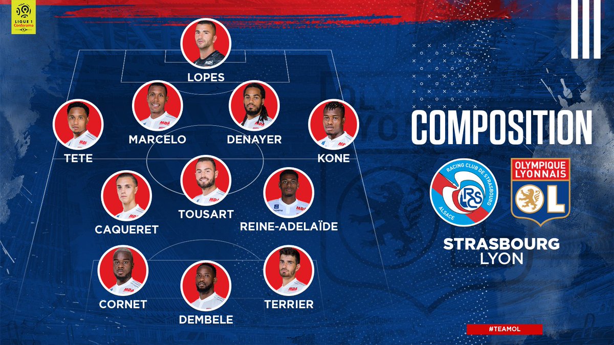 Olympique Lyonnais On Twitter La Composition De La Teamol Pour Affronter Strasbourg Rcsaol