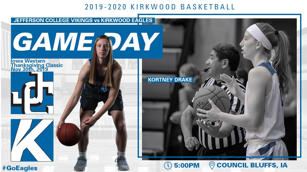 KirkwoodEagles's tweet photo. 🏀GAME DAY!!!🏀

@KCC_WBB (#1 | 8-0) finishes up their weekend in the Bluffs against the Vikings!

🆚 Jefferson College (D1, 6-4)
🕔 5:00pm
📍 Council Bluffs, IA
🖥 https://t.co/wvqUPcuQEg

#GoEagles 🦅🏀 https://t.co/1wDGdn21rd
