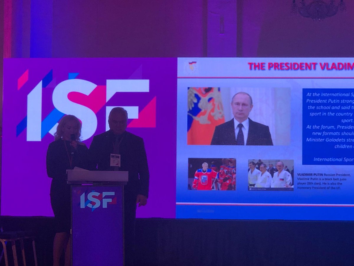 ISFsports's tweet photo. ISF #Gymnasiade candidates presentations are continuing with #RussianFederation presenting their bid. https://t.co/HeH5WIpgfy