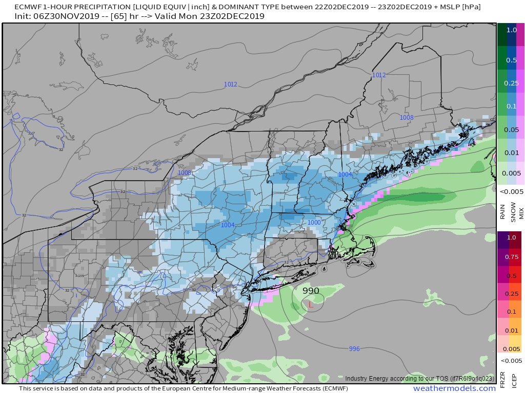 MONDAY MIDDAY/AFTERNOON (10 AM-6 PM) moderate snow will continue through the day on Monday from Ithaca east into New England. Travel from the west will improve, but roads east of Ithaca will remain treacherous as heavy snow continues to fall in eastern NY/New England