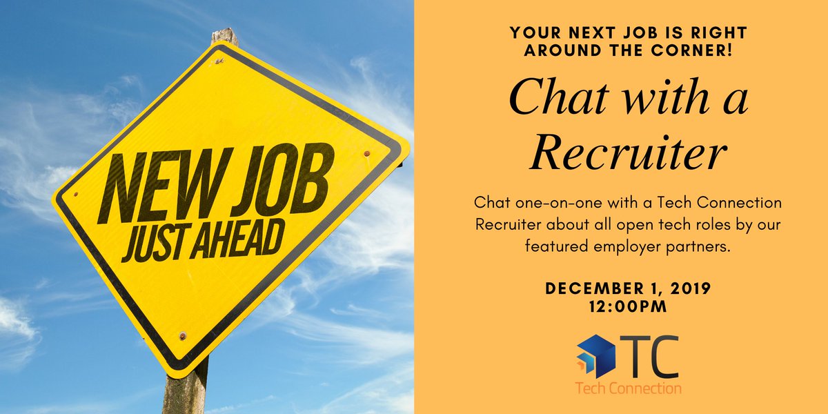 _TechConnect_'s tweet image. Sign up for our upcoming event where attendees can chat live with a Tech Connection recruiter about open job opportunities with our featured employer partners. Click the link to register bit.ly/2L5DOCP  #nowhiring #employment #diversrecruitment  #diversityandinclusion