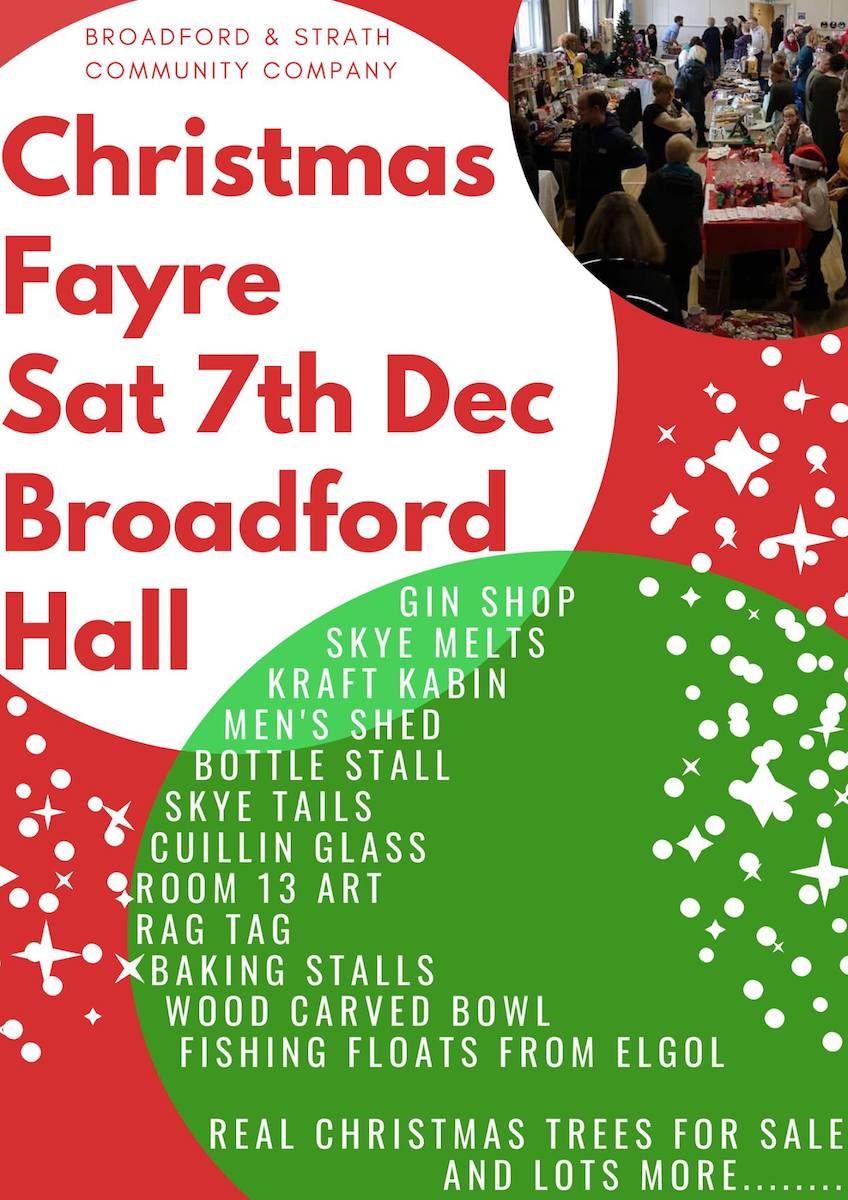 #Christmas Fayre on 7th December in the Broadford Hall <a href="/BroadfordStrath/">Broadford and Strath</a> looks to be another fantastic #festive event! : whatsonskye.com/event/christma…