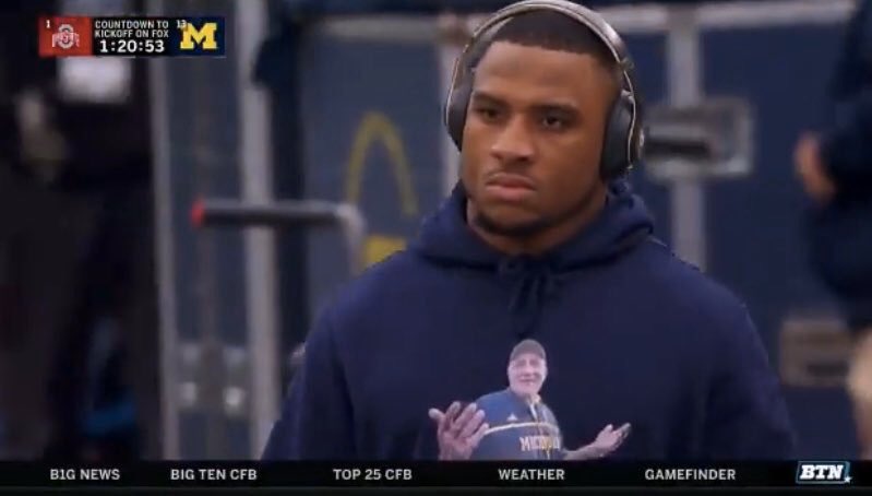 haggs88's tweet photo. Gimme dudes that wear a picture of a coach that traded to their rival school on their sweatshirt. https://t.co/NVEJep9HwK