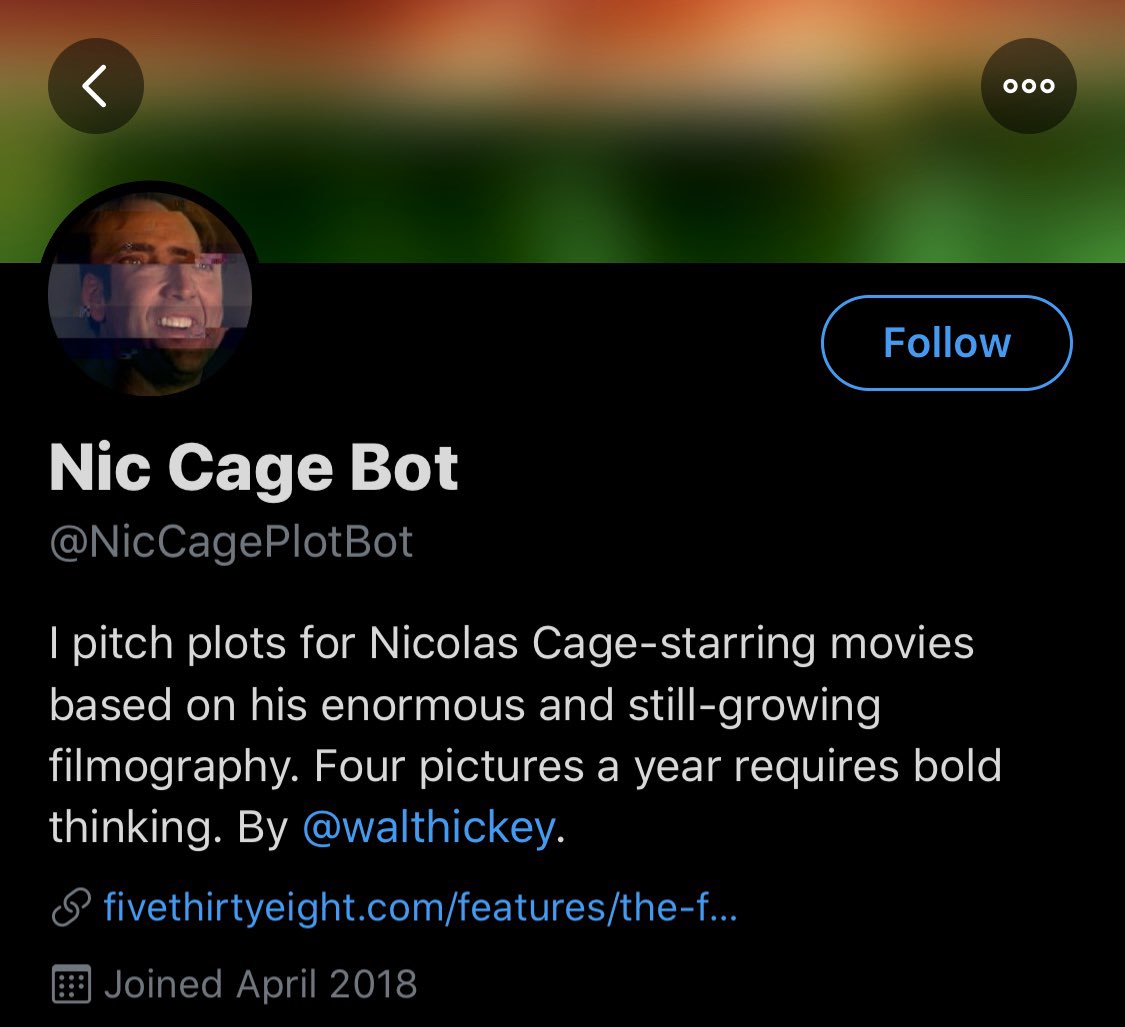 Profile of nic cage bot