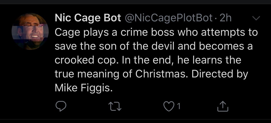Tweet from nic cage bot