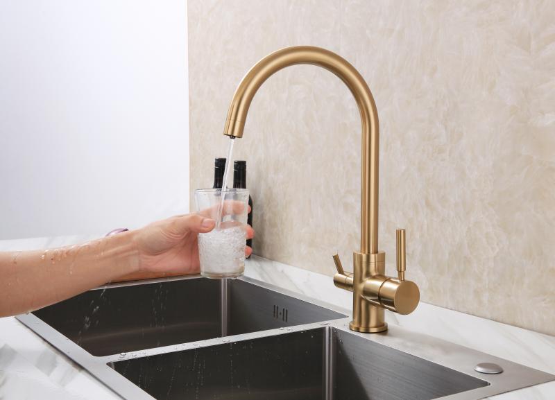 ROLYA Golden Brushed 3 Way Water Filter Tap (KF1096-BG)