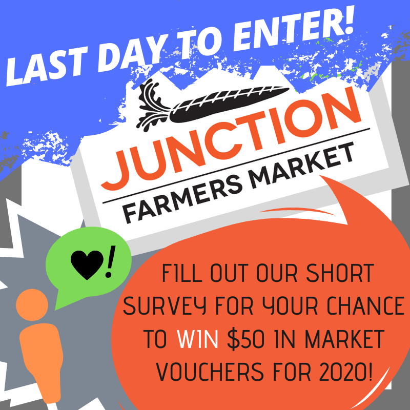 LAST CHANCE! Fill out our short #survey and tell us how we did this season for a chance to #WIN $50 in #junctionmarket bucks for 2020! Survey closes TODAY!
surveymonkey.com/r/GRSQQYY <a href="/torontojunction/">The Junction BIA</a> #farmersmarket #localfood #marketlife #smallbuisnesssaturday #shoplocalsaturday