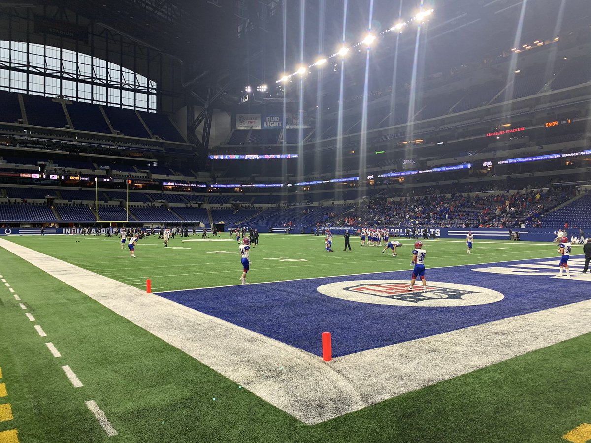 CoachTinich's tweet photo. Another year of @IHSAA1 State Football! Year 15 of this awesome tradition! Hoping one year to be coaching in it instead! #THNK #TLFootball https://t.co/D4ACZm9xDC