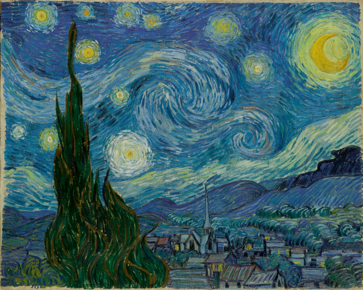 ‘That doesn’t stop me having a tremendous need for, shall I say the word — for religion — so I go outside at night to paint the stars, and I always dream a painting like that, with a group of lively figures of the pals’  Vincent van Gogh, The Starry Night (1889) <a href="/MuseumModernArt/">MoMA The Museum of Modern Art</a>