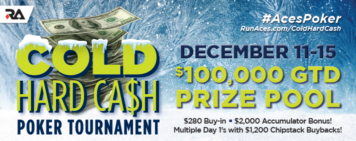 RunAcesPoker's tweet image. Cold Hard Cash time! RT December 2 for a chance to win a $75 Anniversary Qualifier seat! 18+only no purchase req. #AcesPoker RunAces.com/ColdHardCash