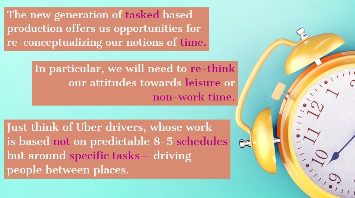 #FuturesThinking - New generation of tasked based production offers us opportunities for re-conceptualizing our notions of time.  Just think of Uber drivers whose work is based not on predictable schedules but around specific tasks— driving people between places <a href="/iftf/">Institute For The Future</a> <a href="/avantgame/">Jane IMAGINABLE McGonigal ❤️</a>