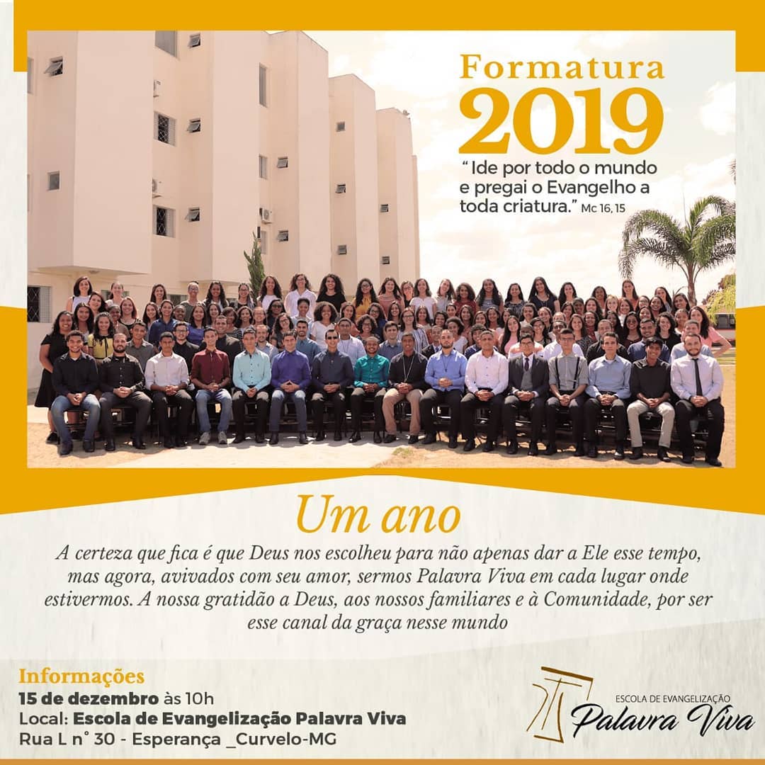 EEPV_Brescia's tweet photo. Vem ai a formatura da turma de 2019 da Escola de Evangelização Palavra Viva!😍😀😇🙏
Que tal ser um aluno(a) da turma de 2020?
Temos bolsas de estudos disponíveis...
Deus abençoe! https://t.co/H1kxz3RBkY