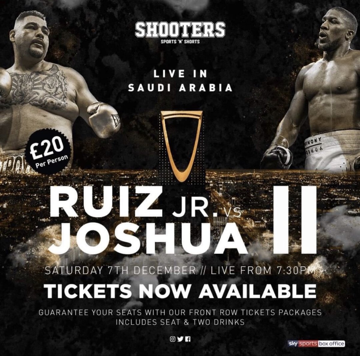 There’s still time to grab your table in front of the big screen 🥊

Ruiz JR V Joshua II

Saturday 7th December 

Book now 👉 email liverpoolbookings@thebierkeller.co.uk 

#liverpool #boxing #book #offers