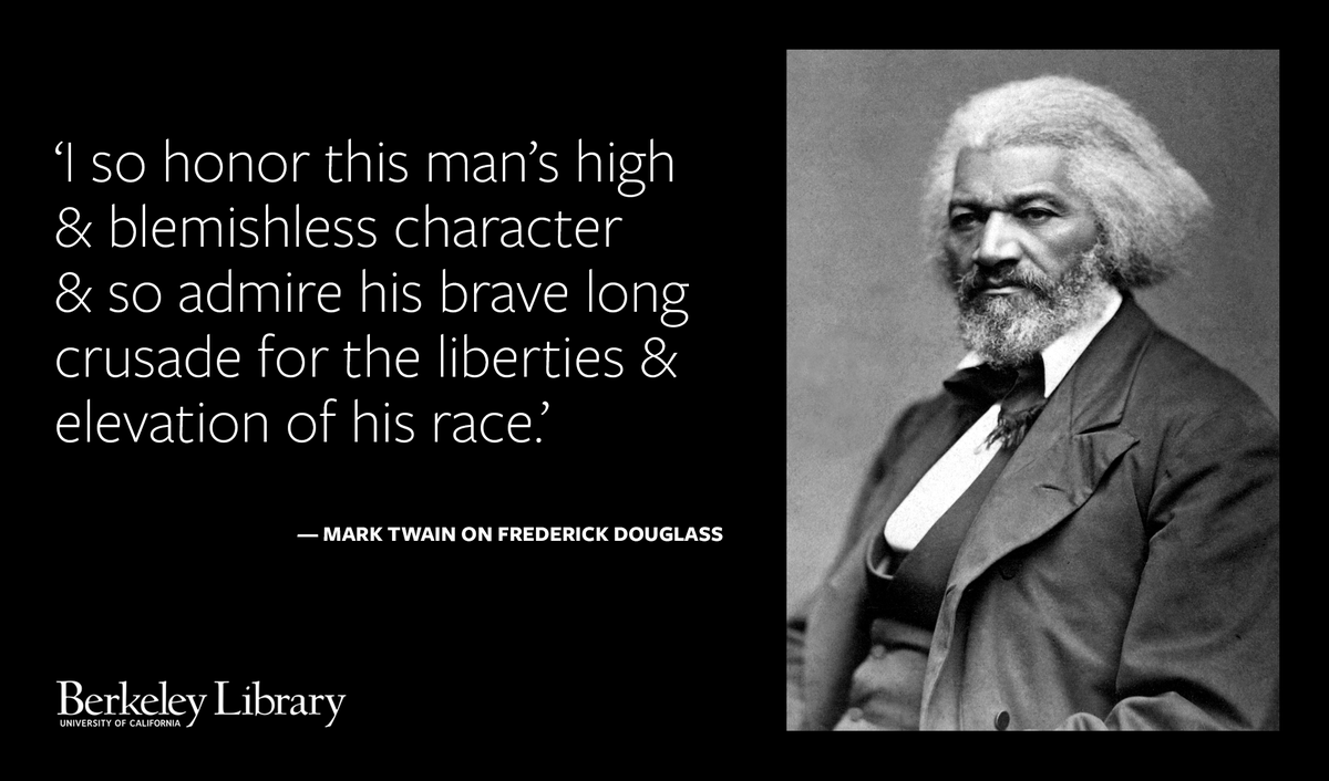 On Sept. 3, 1838, Frederick Douglass boarded a train en route to a new life. He was sheltered by Jervis and Olivia Langdon, conductors on the Underground Railroad. Twain later married the Langdons’ daughter, becoming close to the family's friends, including Douglass. (5/7)