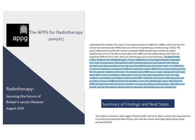 We have submitted our work to the All Party Parliamentary Group on Radiotherapy who have used it to support the roll out of SABR to all UK radiotherapy centres.