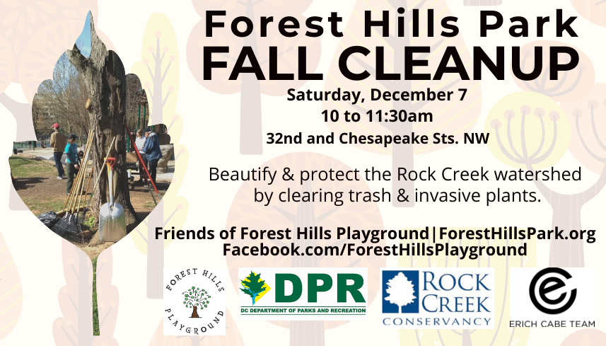 One week from today! Please join us and our partners for a morning of service with your neighbors - Sat. Dec. 7 from 10-11:30am. Our work will make the park a nicer place and protect Rock Creek from trash and invasive plants. 

<a href="/DCDPR/">DC Parks & Recreation #WhereFunHappens</a>, <a href="/LoveRockCreek/">Rock Creek Conservancy</a>, <a href="/Erich_Cabe/">Erich Cabe Realtor</a> @CleanCityDC