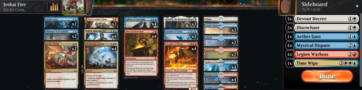 I won #Dreamhackwinter Magic: The Gathering Arena tournament, used Jeskai Fires.
Really cool to win the first MTG tournament I've entered since 2013😎

Bustered out of TFT at 3rd place, HS 3-2 in the swiss.