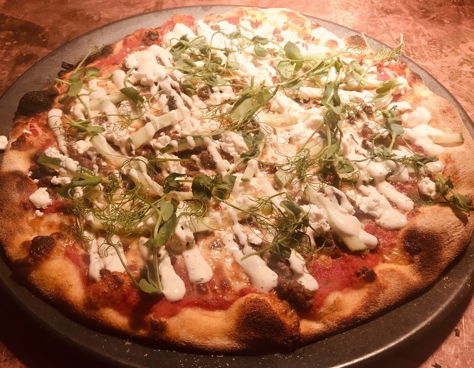 thebookmilllane's tweet photo. Something very special for the weekend! Abrakebabra! Lamb kofta mix , freshly crumbled feta, cucumber batons,, topped with tzatiki and fresh pea shoots! Absolutely magic! Grab a West Derby Gin and bunker in for Shenanigans at 9.00 #thisissaturday #westderby #gin #pizza https://t.co/qCpir0WGrd