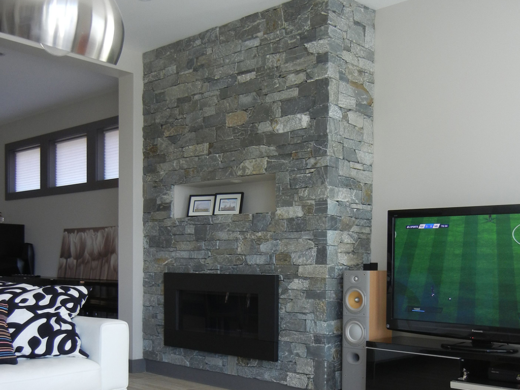 Ocean Mist natural stone material is distinguished by its depth of color, which includes complex shades of grey, rich blue tones and a hint of green. Learn more about our rustic west coast ledge stone ow.ly/eTZC50uAWTV

#k2stone #home #interior #design #fireplace #fall
