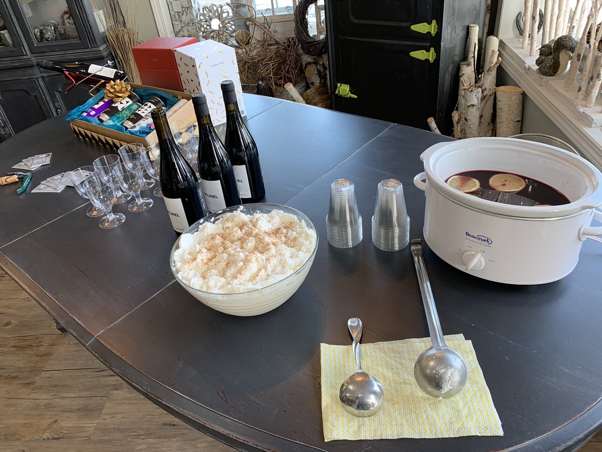 AHiltonWine's tweet photo. Pouring wine, beer, eggnog, and mulled wine at New Hope YQL from 12-6 today. Come grab some Christmas Cheer and check out their Open House! https://t.co/uYjyDmp3h9