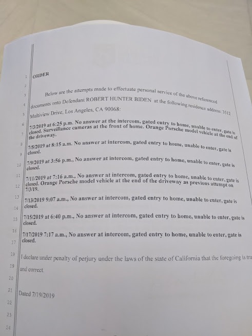 If this article is correct, Kathleen Biden has filed papers claiming that Hunter has violated the terms of their Marriage Settlement and she has been trying (unsuccessfully) to serve him in LA since July 2019. Does Hunter drive an ORANGE Porsche??!  https://nationalfile.com/exclusive-hunter-biden-is-evading-getting-served-with-new-divorce-papers/