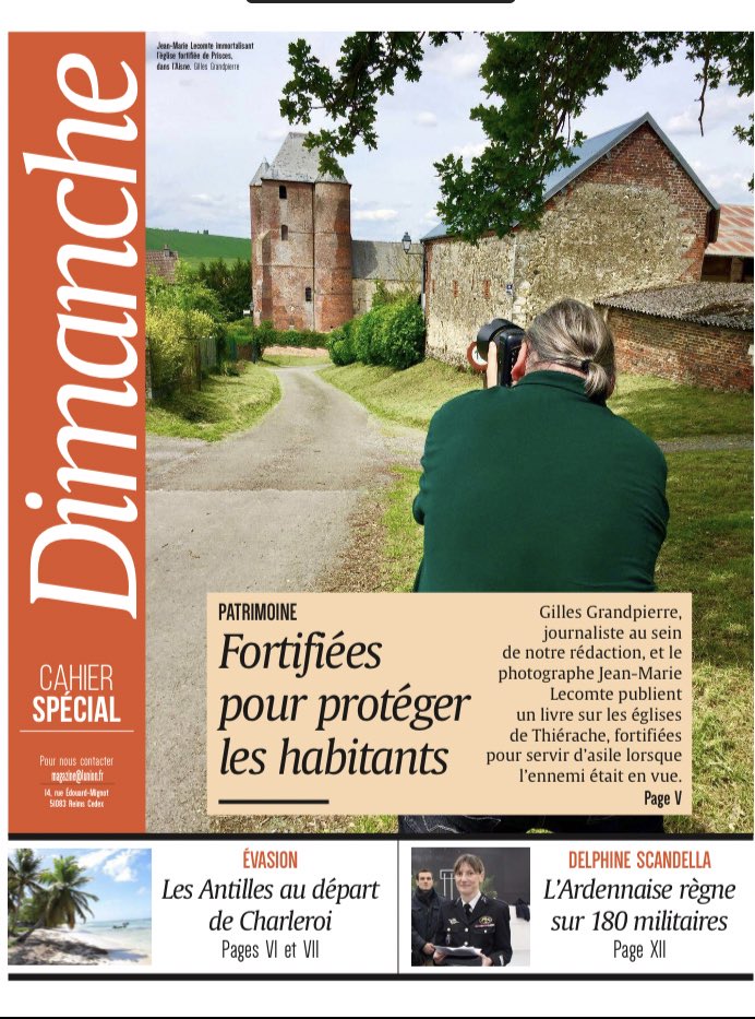 Demain, dans le cahier Dimanche @UnionArdennais, nous vous présenterons le livre consacré par notre confrère <a href="/Grossestein/">Gilles Grandpierre</a> et le photographe <a href="/JmlecomteLpa/">Jean-Marie Lecomte</a> aux églises fortifiées de #thiérache. A lire également un entretien avec Clara Luciani.