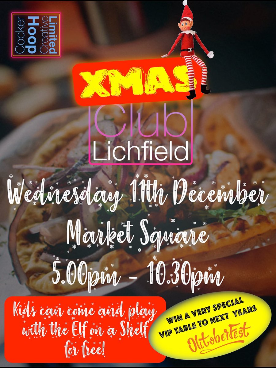 Two really good blooming reasons to visit Lichfield with the family over the next ten days! The Lichfield Christmas Food &amp; Drink Festival and 
Christmas Grub Club.......If we can just find Noddy Holder we’ll get him to kick start the season to be jolly!