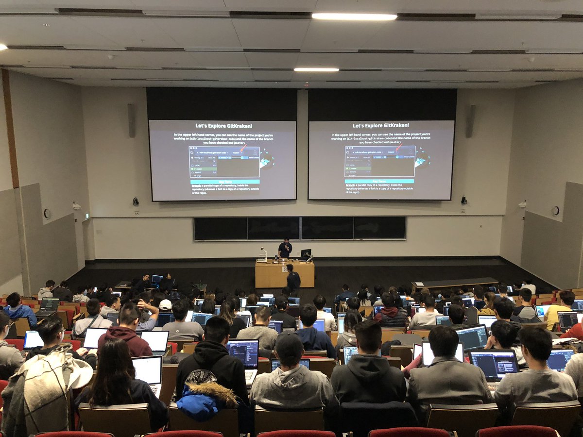 nwplusubc's tweet photo. First workshop of the day is POPPIN 🤩🤩 Good music, collaboration and 🔥GITKRAKEN🔥#UBCLocalHackDay2019 https://t.co/N3JIwJRKXb