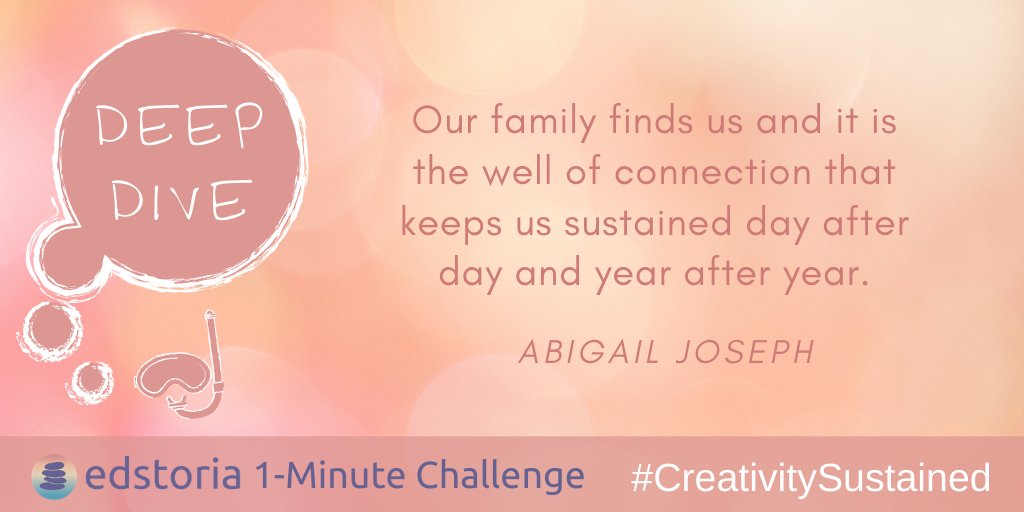 edstoria's tweet photo. Our family find us and it is the well of connection that keeps us sustained day after day and year after year.
What do you cherish about your "family" connections? Share your thoughts in the comments below.
#education #CreativitySustained #challenge #TeacherLife #family https://t.co/4pLC1sHKFC