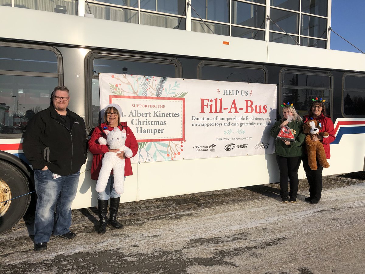 The St Albert Kinettes are at Save-On, Safeway, Sobeyes, Superstore and Walmart until 3 pm today - Please come by and help Fill the bus with food and toys for Christmas  Hampers #StAlbertCommunity #ChristmasHampers