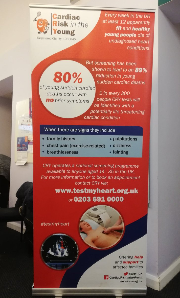 ChrisMartey's tweet photo. Today I attended a @CRY_UK #TestMyHeart screening.

A friendly, informative and efficient set up, all for an important reason. Today's testing was in memory of Owen Morris @RememberingOwen

Are you 14 - 35 years of age? 
Visit: https://t.co/1gt6XW39ky for more details. https://t.co/JDDlRTb8RJ