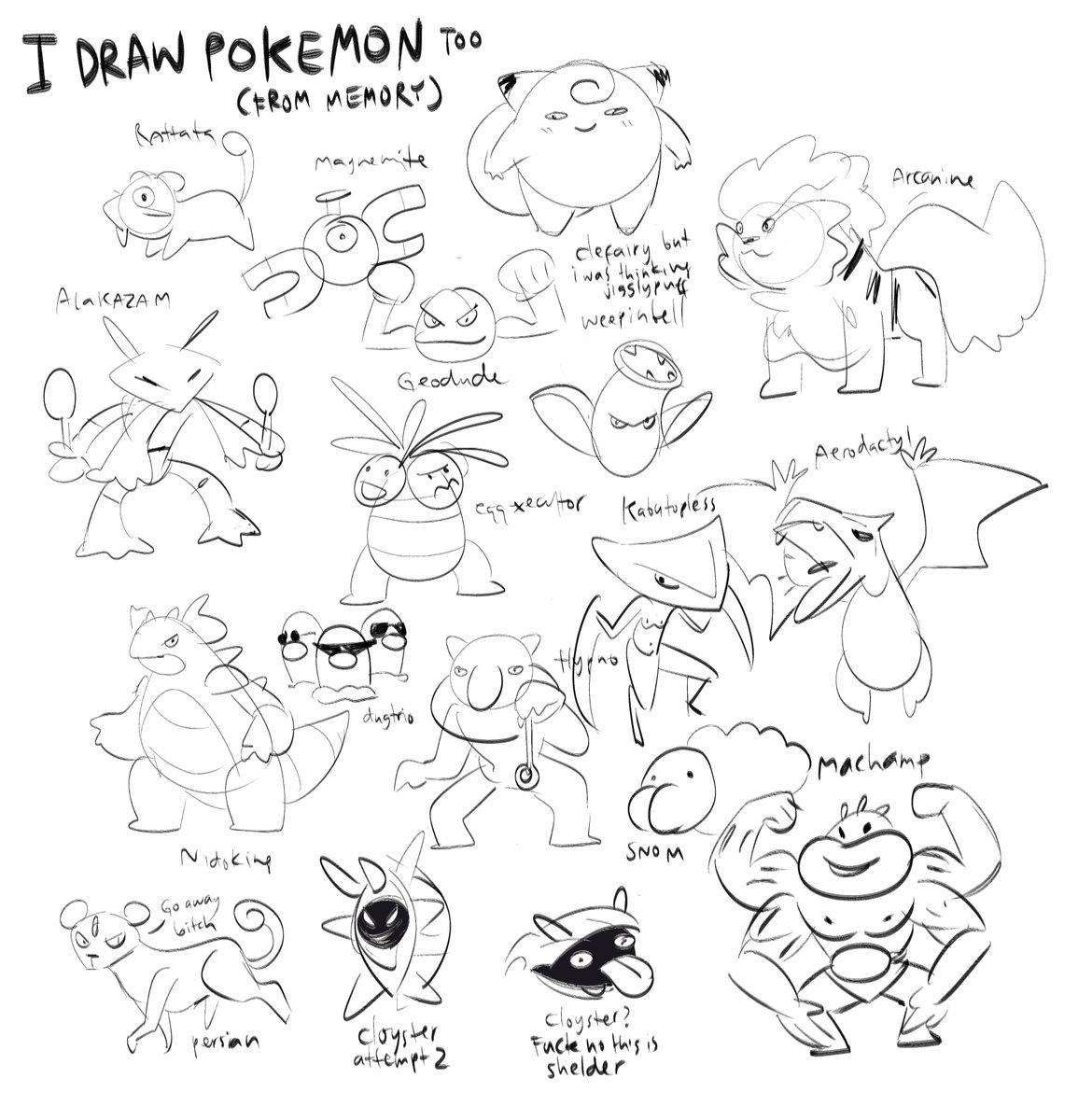 we draw 1st gen pokemon from memory with @suqling @imcoffeecats as narrated by elite 4 @oriaart_ 