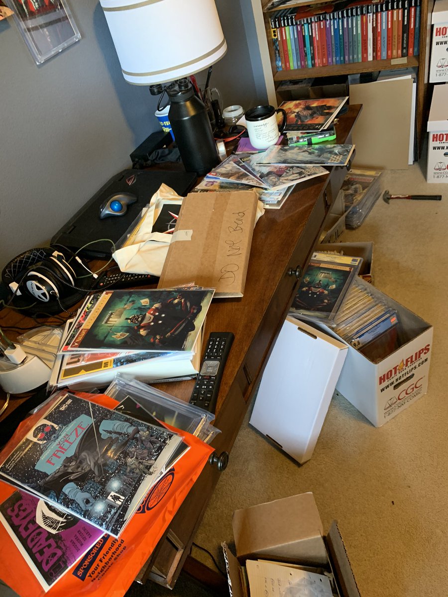 THEEBaldMoose's tweet image. With a long weekend upon us, there’s lots a chorin ya do.

show me your messy comic book situation

Here’s mine #SortingComics