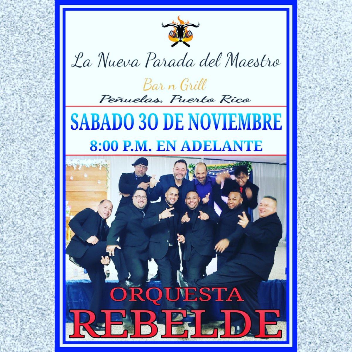 OrquestaRebelde's tweet photo. 🚨🚨🚨 ESTA NOCHE 🚨🚨🚨
Hoy sábado 30 de noviembre
#LaNuevaParadaDelMaestro
8:00 p.m. en adelante.
**ENTRADA LIBRE DE COSTO**
¡¡LOS ESPERAMOS!!

#OrquestaRebelde 
#LosRebeldes 
#LaRebeldia 
#LosDurosDeMatar 
#ElComboQueNoSeQuita https://t.co/dEpbYZKD8Q