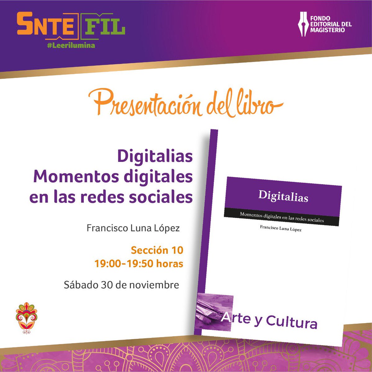 #SnteFIL 📝📚

AGENDA #SNTE Hoy, hoy, hoy en #FILGuadalajara 🤓 📔 Visita Stand #SNTE que tiene obras de sus maestros bajo sello <a href="/SNTE_FEM/">Fondo Editorial de Trabajadores de la Educación</a> Di #PreSNTE ☝

#Leerilumina💡📖

<a href="/FILGuadalajara/">FIL Guadalajara</a> #FelizSabado México #MMA19 CDMX #AMLOFest América #SiSeHace #Rayados Morelia #Santos león