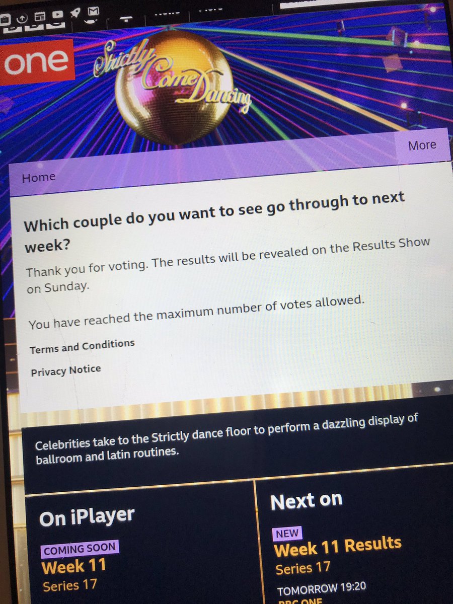 nicolala86's tweet photo. @bbcstrictly  why does this screen keep appearing so we can’t vote online?Going to be very frustrating if a favourite goes out because no one can vote to keep them in!!! https://t.co/k1Ti5NCFeH