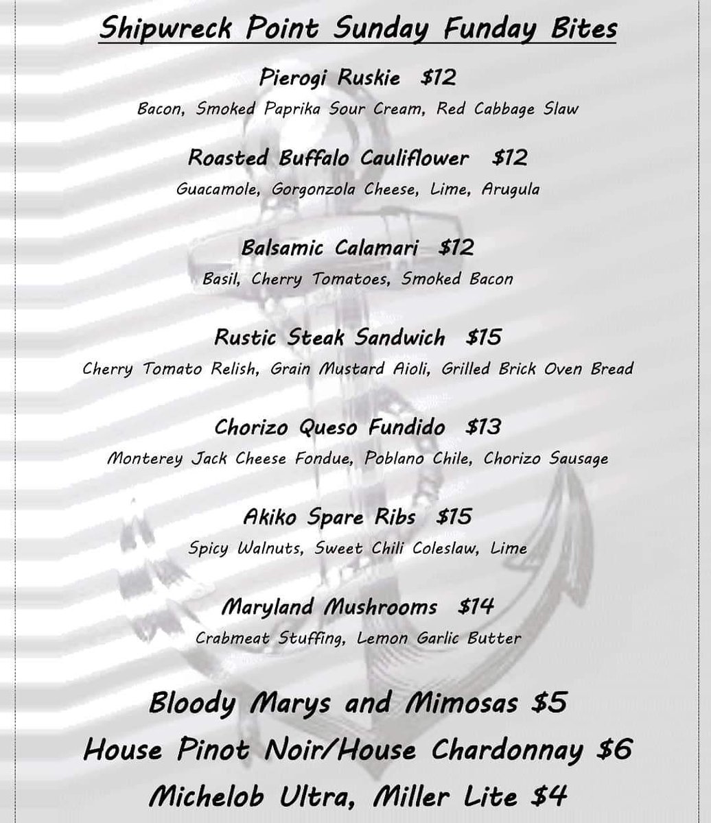shipwreckpoint's tweet photo. Sunday Funday starts tomorrow!
2PM-7PM 

#sundayfunday #sundaydinner #shipwreckpoint #diningwithaview #cocktailswithaview https://t.co/GFyV34dyHH