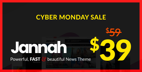 Cyber Monday Sale, Save 33% on Jannah theme during our year-end Sale, Purchase a new license for your next project for $39.

tielabs.com/buy/jannah?utm…