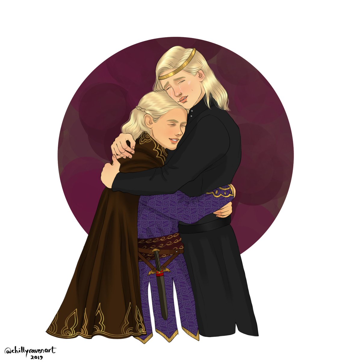 "The boy threw back his cowl. As the sunlight glittered on the silver-gold hair beneath, King Aegon III began to weep, throwing himself upon this boy in a fierce embrace."

My last drawing for Targ Month 2019! 😭😭😭

#chillyravenart #targaryenmonth