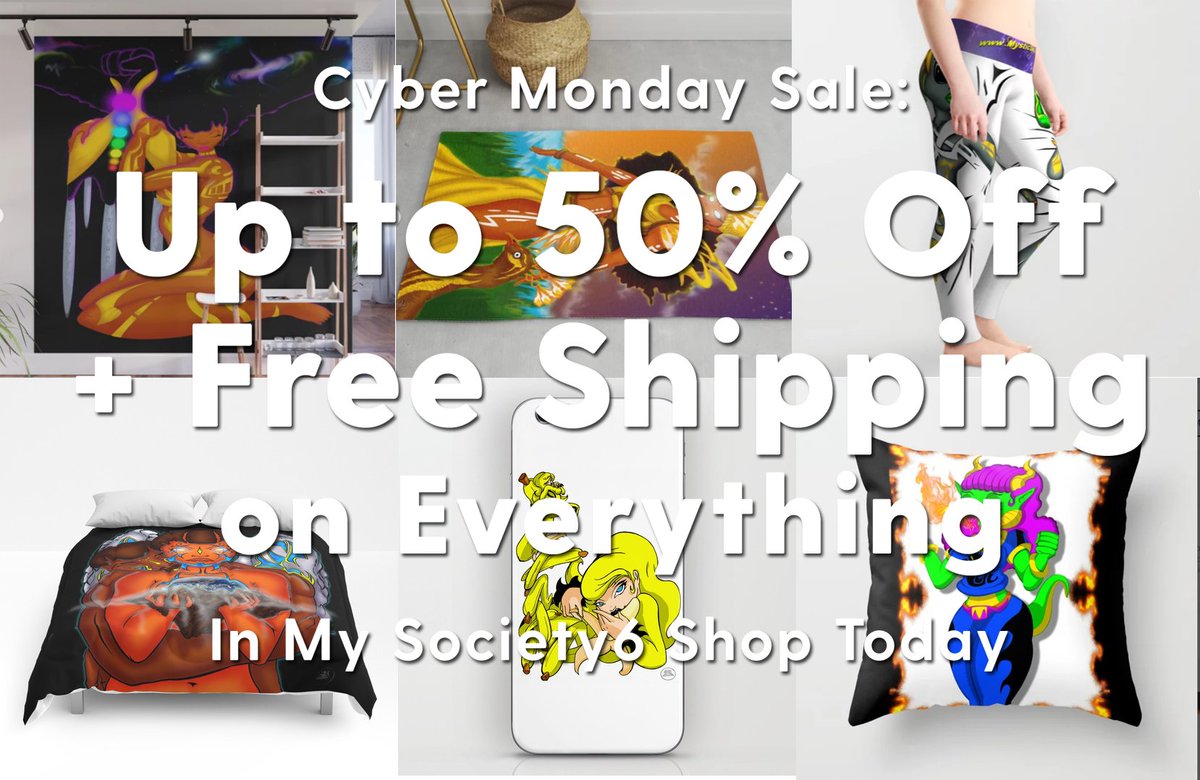 Big Cyber Monday Sale! society6.com/mysticskillz?s… #art #drawaing #ebonyart #alienart #furries #tshirts #leggings #bookbags #comforter #wallmural #rugs #prints #shop #sale #originalart #pillows
