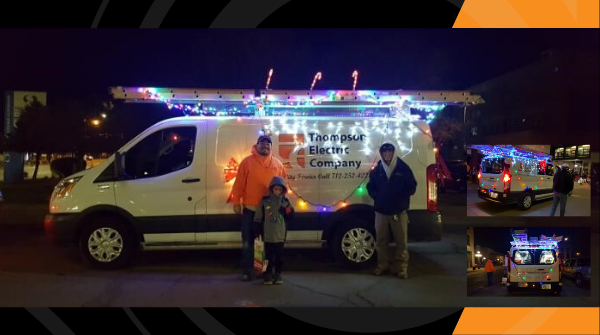 ThompsonElectri's tweet photo. Thompson participated in the 2019 Holiday Lighted Parade held downtown in Sioux City. The parade is part of Downtown Partners' "Downtown for the Holidays" event and is the traditional kickoff to the downtown holiday season. Al handed out candy &amp; Alex drove Thompson's festive van. https://t.co/6i04r3LOOh