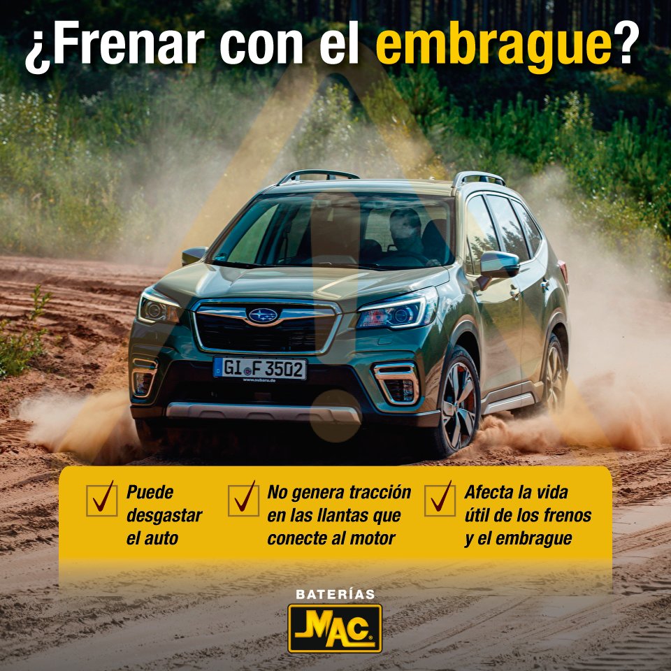 MACbaterias's tweet photo. Lo ideal es pisar el freno, sin ‘embragar’, cuando ya haya llegado el momento de detenerse. Y tu, cuéntanos ¿cómo frenas tu auto? 🤔 https://t.co/Pda56H8wBw