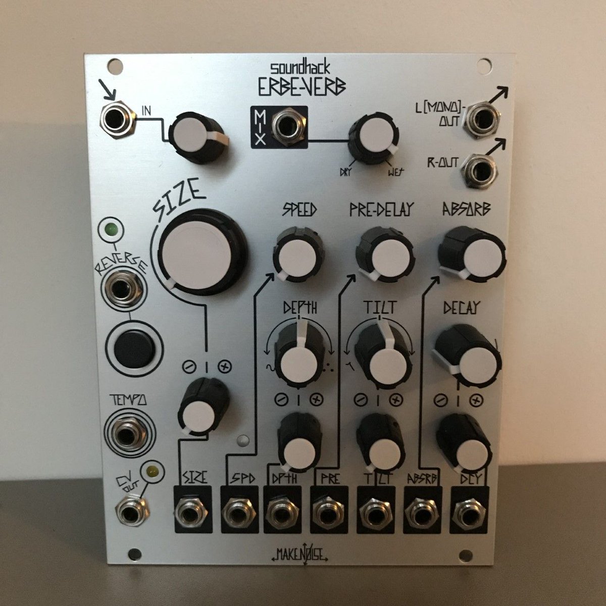 BlickenSynths's tweet photo. Back in stock, the @makenoisemusic Erbe-Verb music synthesizer module is more than a collection of reverb algorithms or presets, it is a unique, modeless, continuously variable reverb algorithm with complete voltage control #BlickenSynths #MakeNoise #ErbeVerb #Eurorack #Modular https://t.co/viQhvCJ055