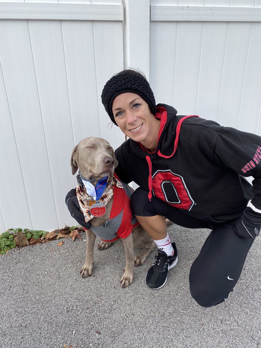 kwtris's tweet image. Carli and I represented at the Dot the I, Block the M race this morning. 1st female and 1st pup! 🏃🏽‍♀️ 🐶 💨 
2nd run post ear surgery was a good one! #scriptohio #OSU #runner