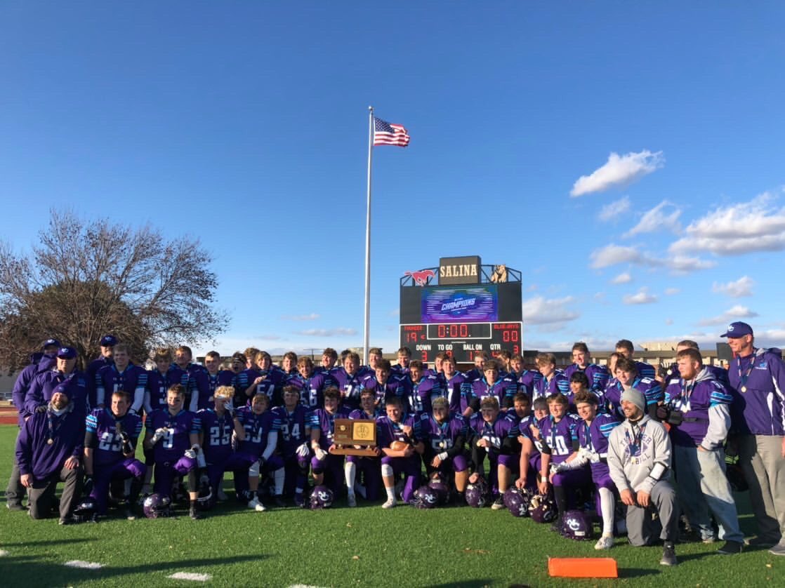 sportsinkansas's tweet photo. 2A State Title Game from @VisitSalina: 

Nemaha Central 19 Norton 0 (Final) 

First State 🏈 Title for the Thunder since consolidation to NC of Nemaha Valley &amp; Baileyville B&amp;B in 2014. Congrats to Nemaha &amp; HC Warren Seitz! https://t.co/7TSHPNzJx6