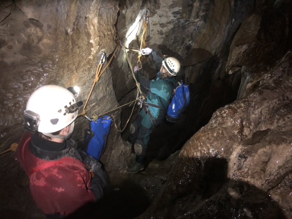 Acclimbatize's tweet photo. We’re up in the Yorkshire Dales training aspirant cave leaders the dark art of vertical caving! #cavetraining https://t.co/Nw9fpXiq2C