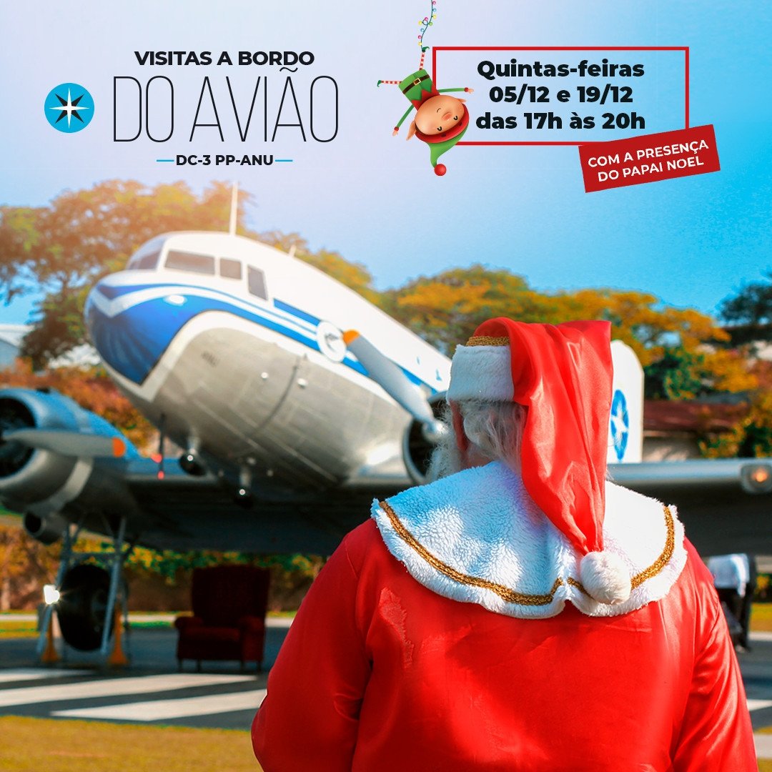 Voe_varig's tweet photo. Em dezembro, as visitas internas ao avião guiadas pelos nossos comissários acontecerão, e contarão com a presença do Papai Noel.
Dias: 05 e 19 de dezembro, quintas-feiras
das 17h às 20h
Entrada franca
Local: Boulevard Laçador - Av. dos Estados, 111 - Porto Alegre/RS
#varig https://t.co/BT7O4h7YP0