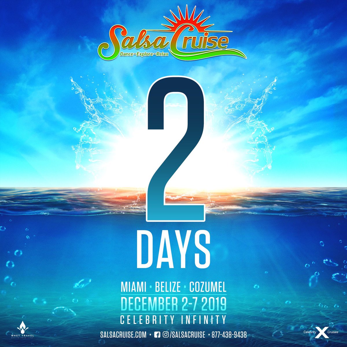salsacruise's tweet photo. T-MINUS 2 DAYS UNTIL SALSA CRUISE 2019🎉🛳 #SalsaFam we hope to see you tonight at our Salsa Dinner Pre-Party & tomorrow at our Salsa Pool Pre-Party! Let’s start the fiesta by reuniting and meeting new faces before we even board! 🥳🤩 See you soon!!! https://t.co/dxrVpsQLfi